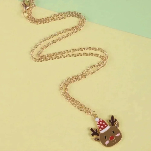 Christmas Reindeer Gold Necklace - Picture 1 of 4